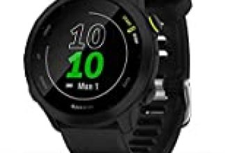 Black garmin watch with green numbers