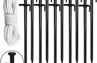 non-rust tent stakes with rope and stopper