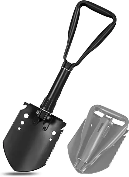 black Redcamp shovel with gray case
