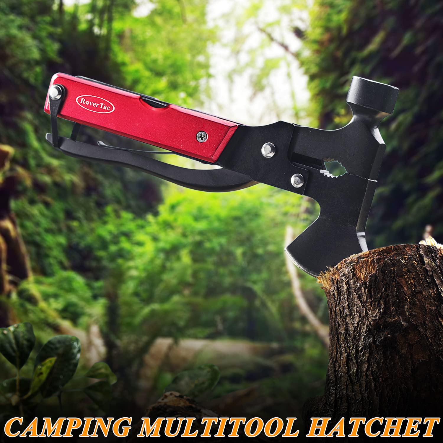 red handled multitool hatchet