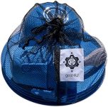 blue gear4U camping dishes in a black mesh bag