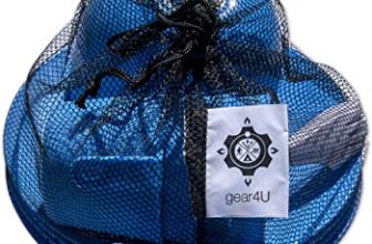 blue gear4U camping dishes in a black mesh bag