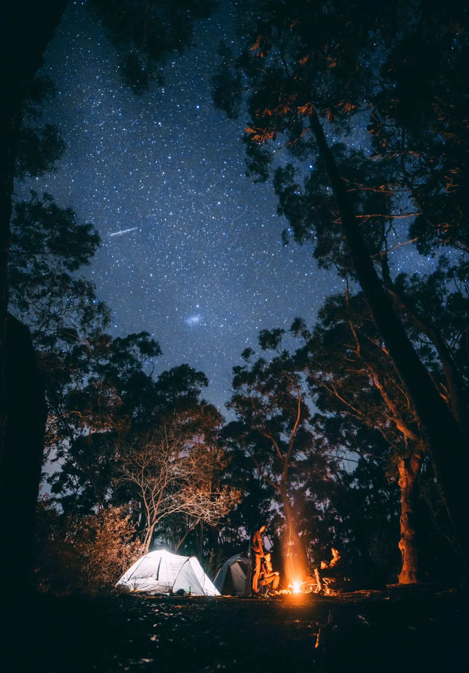 evening sky over a tent at night